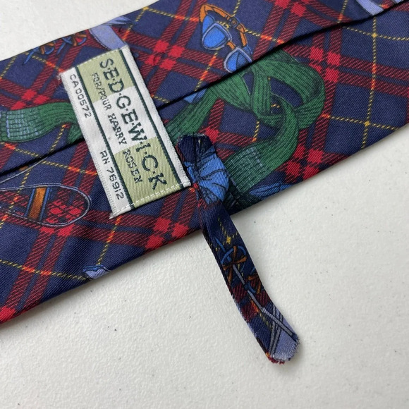 Harry Rosen Silk tie Blue red Holiday - Picture 6 of 8